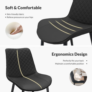 Sunvega Modern White PU Leather Dining Chair Set of 4 with Metal Legs