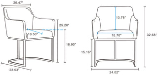 Sunvega Modern Upholstered Leatherette Armchair with Black Metal Base for Dining Room