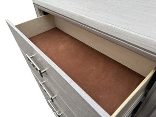 Sunvega Transitional Rustic White Bedroom Chest with Metal Handles and Ball Bearing Glides
