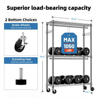 Sunvega Heavy Duty Rolling Garment Rack with Wheels and Adjustable Height for Versatile Use