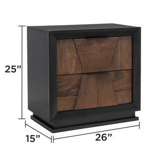 Sunvega Walnut Wood Nightstand with 2 Spacious Felt-Lined Storage Drawers