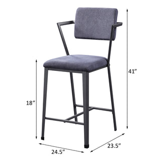 Sunvega Grey and Gunmetal Open Back Counter Height Chairs with Padded Seat Cushion