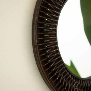 Sunvega Sunburst-Shaped PU Art Decorative Wall Mirror for Bathroom Bedroom