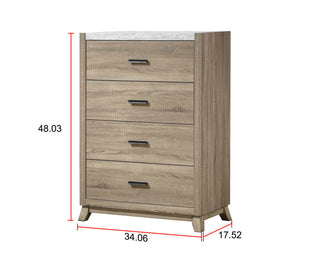 Sunvega Rustic Transitional Chest with Faux Marble Top and Four Drawers