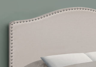 Sunvega Upholstered Arched Top Headboard in Beige Linen Look Fabric