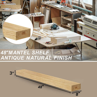 Sunvega Handcrafted Pine Wood Fireplace Mantel Shelf with Distinctive Wood Grain