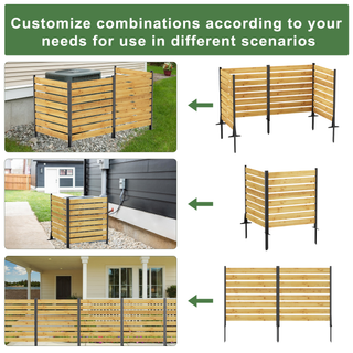 Sunvega Cedar Wood Privacy Screen Panel with Sturdy Aluminum Frame for Outdoor