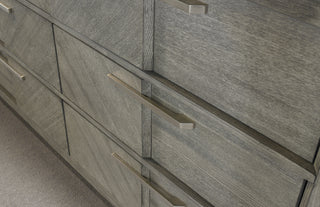 Sunvega 6 Drawer Dresser in Gray with Book Matched Veneers and Custom Hardware