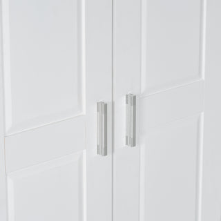 Sunvega White MDF Board Storage Cabinet with Two Doors and Adjustable Shelf