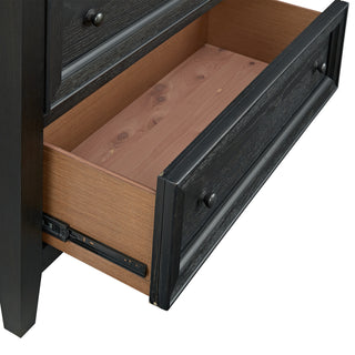Sunvega Ebony 6-Drawer Chest with Classic Design and Sleek Metal Knobs