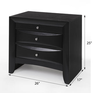 Sunvega Black 2-Drawer Nightstand with Tray for Bedroom Storage