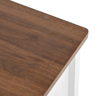 Sunvega White Wood Dresser with 5 Deep Drawers and Wide Tabletop for Bedroom