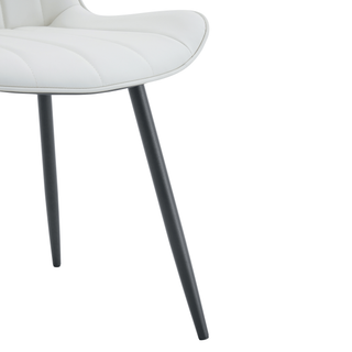 Sunvega PU Dining Chair Set with Smooth Line Design and Dark Gray White Splicing Colors
