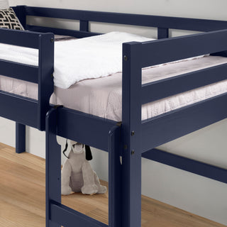 Sunvega Twin Loft Bed with Slats System and Right Facing Ladder in Espresso