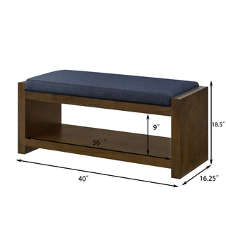 Sunvega Modern Accent Bench with Removable Cushion and Lower Storage Shelf