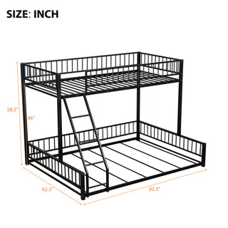 Sunvega Heavy Duty Twin XL over Queen Metal Bunk Bed Frame with Safety Guardrails