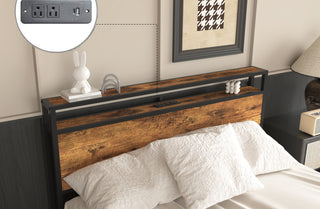 Sunvega Full Size Storage Bed Frame with LED Headboard Charging Station and 8 Drawers