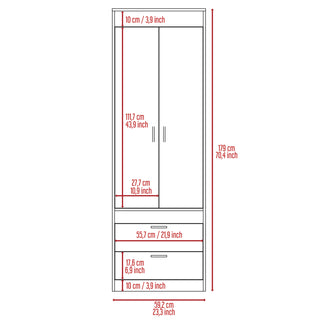 Sunvega Alabama Armoire with Large Cabinet and Two Bottom Drawers