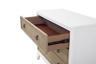 Sunvega White Hall Chest with 3 Storage Drawers and Cane Fronts