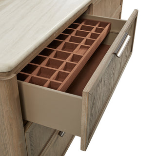 Sunvega Oak Veneer Dresser with Stone Top and Six Soft-Close Drawers