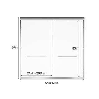Sunvega 56-60" W x 72" H Matte Black Aluminum Frame Double Sliding Shower Door