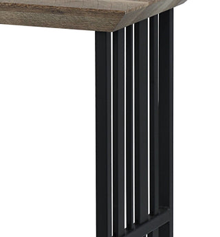 Sunvega Industrial Antique Oak & Black Finish Nightstand with 2 Open Compartments