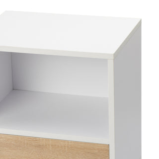 Sunvega Modern White Bedside Cupboard with Drawer and Shelf for Storage