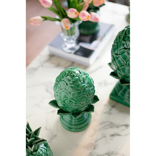 Sunvega Vintage Green Ceramic Blooming Artichoke Accent for Dining Room