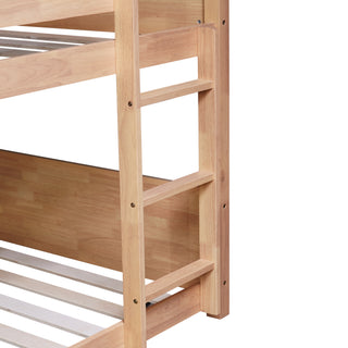 Sunvega Twin Over Twin Wooden House Bunk Bed with Headboards Footboards Guardrails Ladder