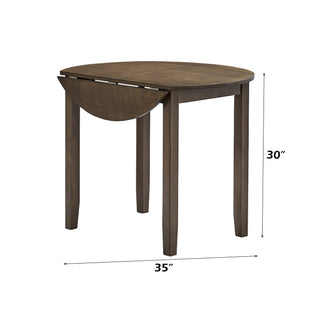 Sunvega Contemporary Round Dining Table with Drop Leaf in Solid Rubber Wood