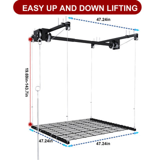 Sunvega 4x4 FT Overhead Garage Storage Rack with Crank-Down System and Safety Lock