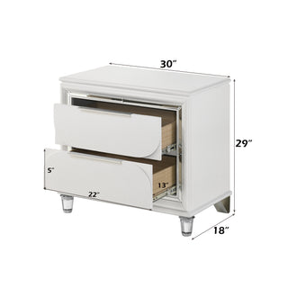 Sunvega Modern Pearl White Finish Nightstand with Spacious Drawers and Acrylic Legs