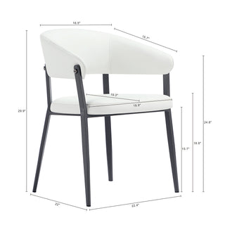 Sunvega Modern Upholstered Leatherette Dining Chair with Grey Metal Frame