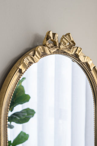 Sunvega Baroque Gold Arched Full Length Mirror with Scrollwork Crown for Living Room