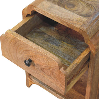 Sunvega Handcrafted Solid Mango Wood Nightstand with Drawer and Open Shelf