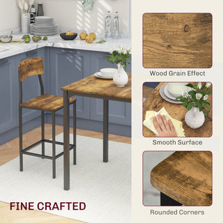 Sunvega Industrial 3-Piece Pub Table and Chairs Set with Stools for Small Spaces