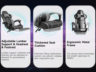 Sunvega Ergonomic Gaming Chair with Massage Lumbar Backrest and Retractable Footrest