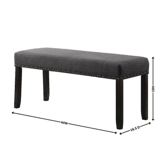 Sunvega Tan Linen and Cotton Fabric Dining Bench with Nailhead Trim