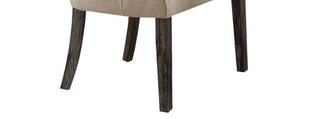 Sunvega Beige Linen Upholstered Dining Chairs with Weathered Espresso Wooden Legs Set of 2