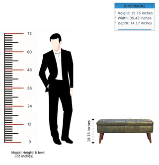 Sunvega Modern Green Leather Upholstered Bench with Solid Mango Wood Legs
