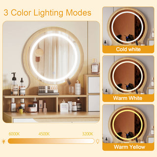 Sunvega Makeup Vanity Desk with 3 Adjustable Lighted Mirror and 4 Drawers