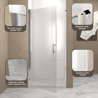 Sunvega 24x72 Inch Brushed Nickel Pivot Shower Door with Half Frame