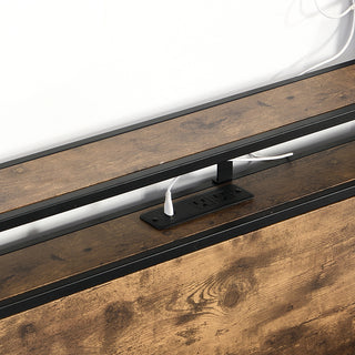 Sunvega Queen Bed Frame with Storage Headboard Charging Station and Smart LED Lights