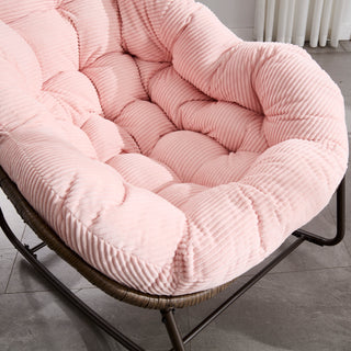 Sunvega Oversized Outdoor Rattan Rocking Chair with Padded Cushion and Steel Frame