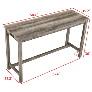 Sunvega Industrial Bar Table Set with Power Outlet and 4 Ergonomic Chairs for Living Room
