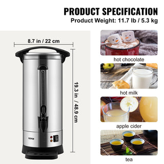 Sunvega Fast Brew 110 Cup Stainless Steel Commercial Coffee Urn Dispenser