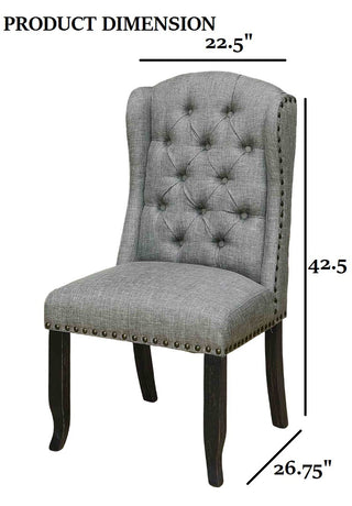 Sunvega Antique Black And Light Gray Finish Wingback Inspired Button Tufted Side Chairs