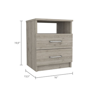 Sunvega 19.9 Inch High Nightstand with Two Drawers and Open Shelf