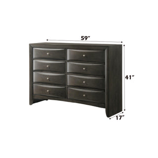 Sunvega Ireland Gray Oak Finish 8-Drawer Dresser with Smooth Glide Drawers