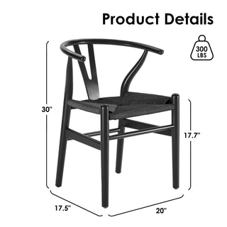 Sunvega Solid Wood Wishbone Dining Chairs Mid Century Modern for Beach House Fully Assembled